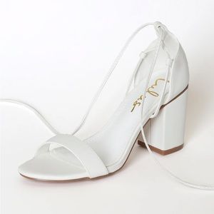 NWOT Lulu’s Heels: “Kaira White Lace-up Heels”
